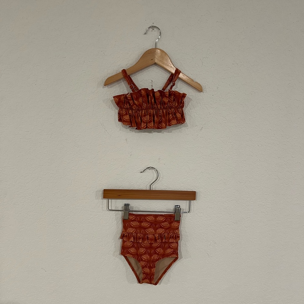 Kortni Jeane Kids Swim Bikini in Red and Orange